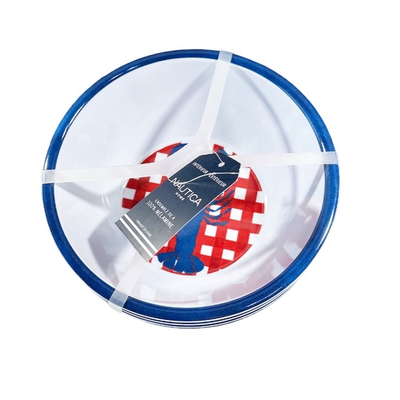 NEW Nautica Home 🦞LOBSTER🦞 Melamine Salad/Cereal Bowls Set/4 Two Designs - Picture 2 of 6